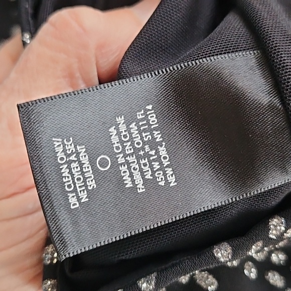 Alice + Olivia Inka Glitter Dot Dress Black Metallic Bodycon Strong Shoulder 12 - Picture 13 of 14